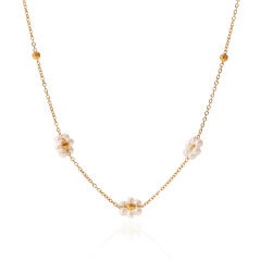 French trend elegant pearl bead stainless steel necklace