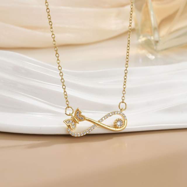 Necklace Women's Unlimited Eight-character Pendant Necklace Stainless steel chain necklace infinity necklace