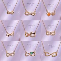 Titanium steel clavicle chain lucky 8-character pendant necklace women's infinity necklace