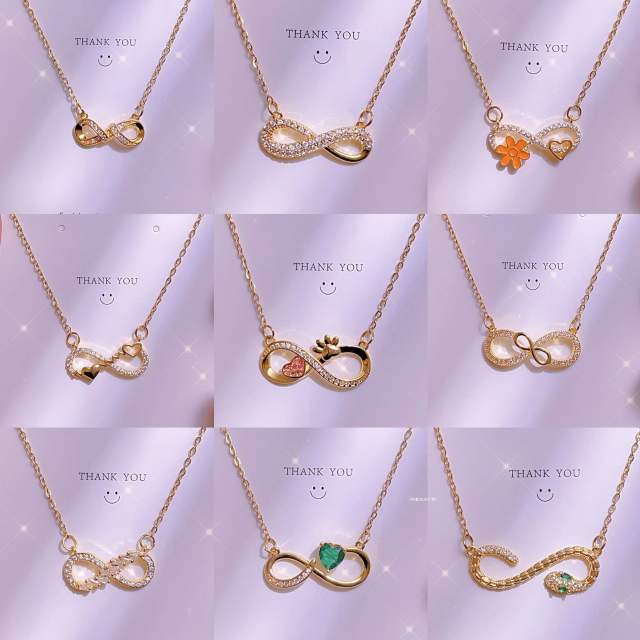 Titanium steel clavicle chain lucky 8-character pendant necklace women's infinity necklace