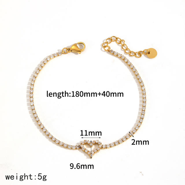 18KG cubic zircon inlaid stainless steel bracelet diamond bracelet