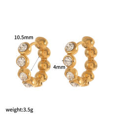 Elegant easy match pearl bead diamond includ stainless steel earrings huggie earrings