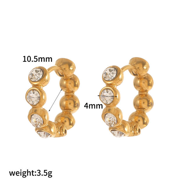 Elegant easy match pearl bead diamond includ stainless steel earrings huggie earrings