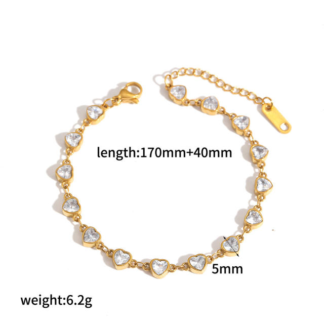 18KG cubic zircon inlaid stainless steel bracelet diamond bracelet