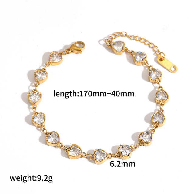 18KG cubic zircon inlaid stainless steel bracelet diamond bracelet
