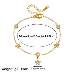 Delicate diamond flower thin chain stainless steel bracelet