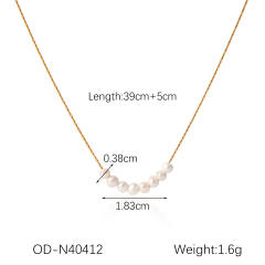 French trend elegant pearl bead stainless steel necklace