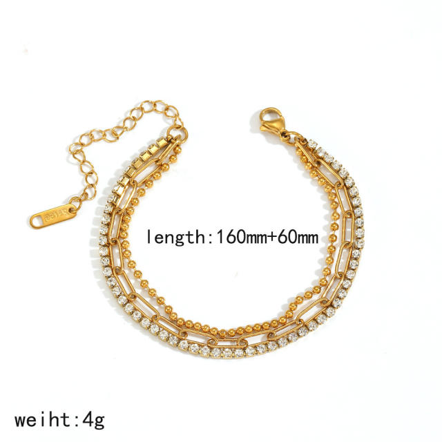 18KG cubic zircon inlaid stainless steel bracelet diamond bracelet