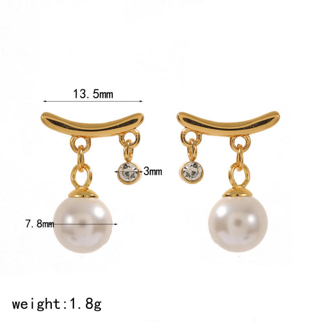 Elegant pearl bead inlaid unique women stainless steel earrings studs earrings