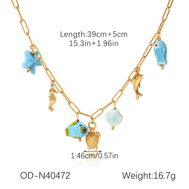 French trend elegant pearl bead stainless steel necklace