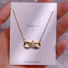 Titanium steel clavicle chain lucky 8-character pendant necklace women's infinity necklace