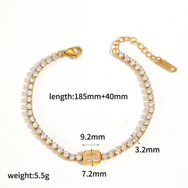 18KG cubic zircon inlaid stainless steel bracelet diamond bracelet