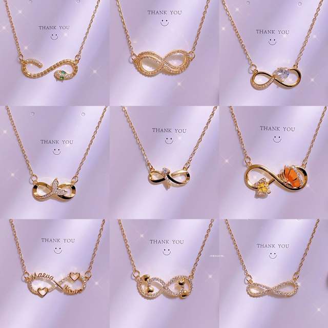 Titanium steel clavicle chain lucky 8-character pendant necklace women's infinity necklace