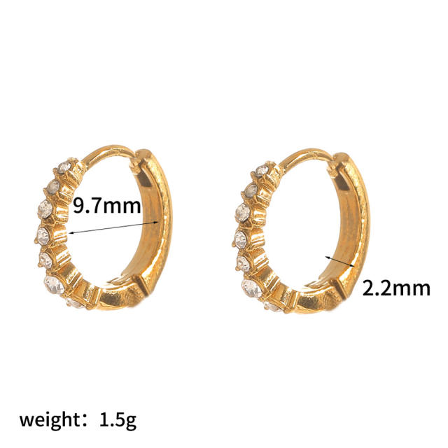 Elegant easy match pearl bead diamond includ stainless steel earrings huggie earrings