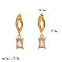 Elegant cubic zircon inlaid stainless steel earrings studs earrings