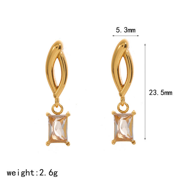 Elegant cubic zircon inlaid stainless steel earrings studs earrings
