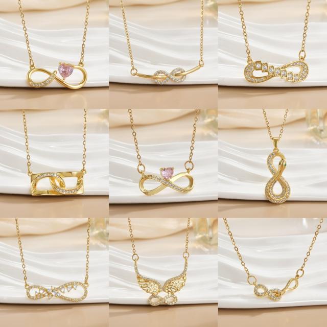 Necklace Women's Unlimited Eight-character Pendant Necklace Stainless steel chain necklace infinity necklace