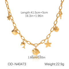 French trend elegant pearl bead stainless steel necklace