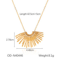 Unique diamond fan shape sereis stainless steel necklace earrings set