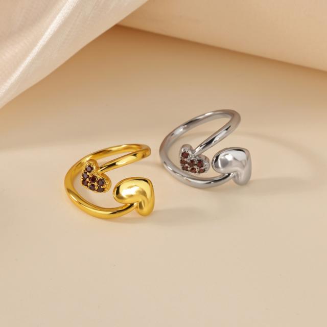Delicate gold plated copper diamond pearl inlaid finger rings for women
