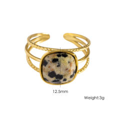 Colorful cubic zircon natural stone inlaid stainless steel rings