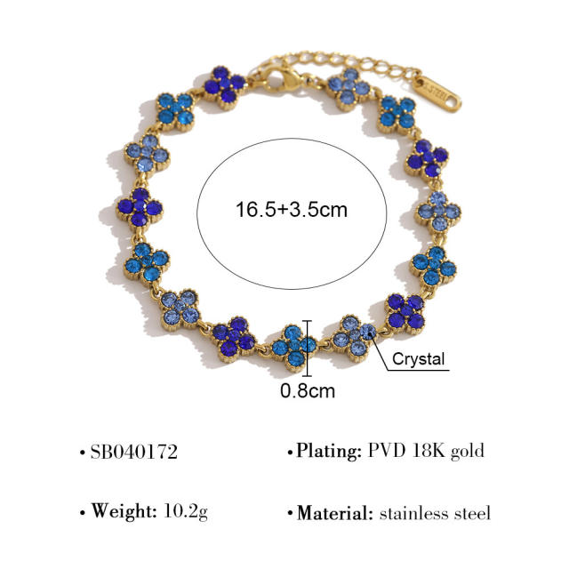 Colorful diamond clover stainless steel bracelet diamond bracelet tennis bracelet