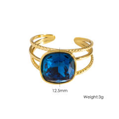 Colorful cubic zircon natural stone inlaid stainless steel rings