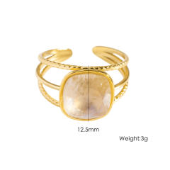 Colorful cubic zircon natural stone inlaid stainless steel rings