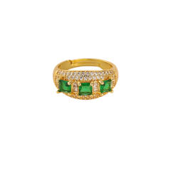 Delicate gold plated copper diamond pearl inlaid finger rings for women