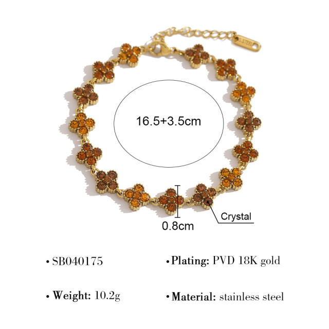 Colorful diamond clover stainless steel bracelet diamond bracelet tennis bracelet