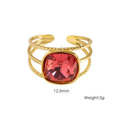 Colorful cubic zircon natural stone inlaid stainless steel rings