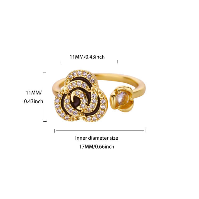Simple rose flower stainless steel rings adjustable rings for women