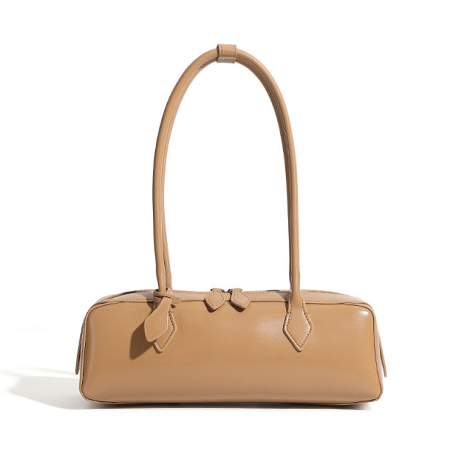 Women's 2025 New Korean Single Shoulder Large Capacity Cowhide Armpit Bag Long Red Baguette Bag for Women