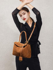 Autumn Winter Frosted Cowhide Rodeo Kelly Tote Bag Genuine Leather Large Capacity Shoulder Satchel Armpit Bag