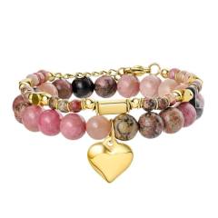 Birthday Stacking Bracelet Natural Stone Stainless Steel bracelet Love Steel Ball Chain Bracelet