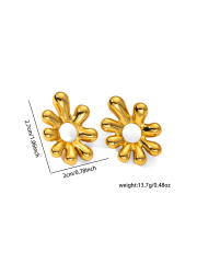 Gold color easy match bow flower shape stainless steel earrings studs