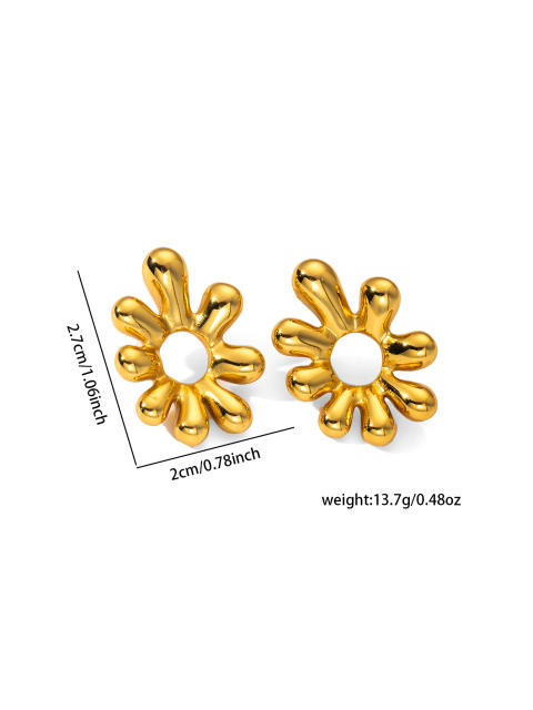 Gold color easy match bow flower shape stainless steel earrings studs
