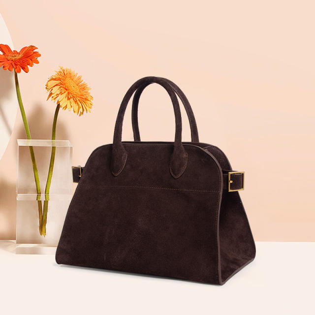 Suede Genuine Leather Big Bag Notebook Office Handbag for Women Cowhide Large Capacity Women's Tote Bag