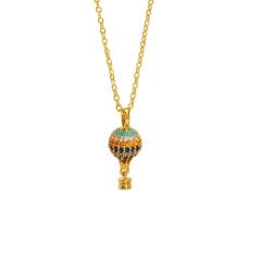 Heavy Industry Three-Dimensional Full Diamond Hot Air Balloon Pendant Necklace for Women