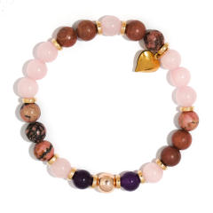 Birthday Stacking Bracelet Natural Stone Stainless Steel bracelet Love Steel Ball Chain Bracelet