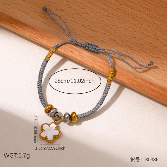 Handmade woven bracelet with stainless steel charm cute bracelet