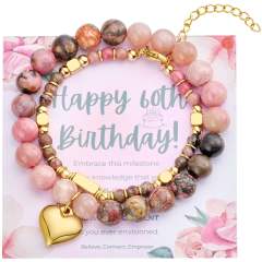 Birthday Stacking Bracelet Natural Stone Stainless Steel bracelet Love Steel Ball Chain Bracelet