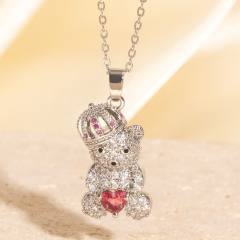 Heavy Industry Three-Dimensional Full Diamond Hot Air Balloon Pendant Necklace for Women