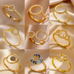 18KG geometric circle gold plated copper rings