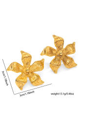 Gold color easy match bow flower shape stainless steel earrings studs