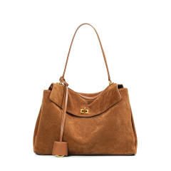 Autumn Winter Frosted Cowhide Rodeo Kelly Tote Bag Genuine Leather Large Capacity Shoulder Satchel Armpit Bag