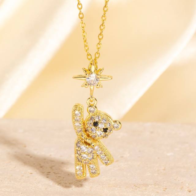 Heavy Industry Three-Dimensional Full Diamond Hot Air Balloon Pendant Necklace for Women