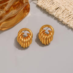 Easy match geometric circle stainless steel earrings studs