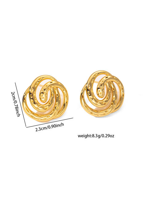 Gold color easy match bow flower shape stainless steel earrings studs