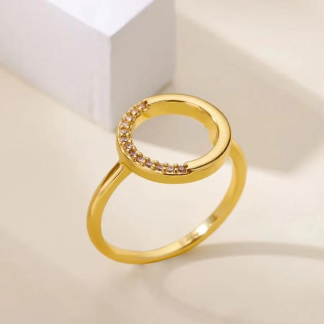 18KG geometric circle gold plated copper rings